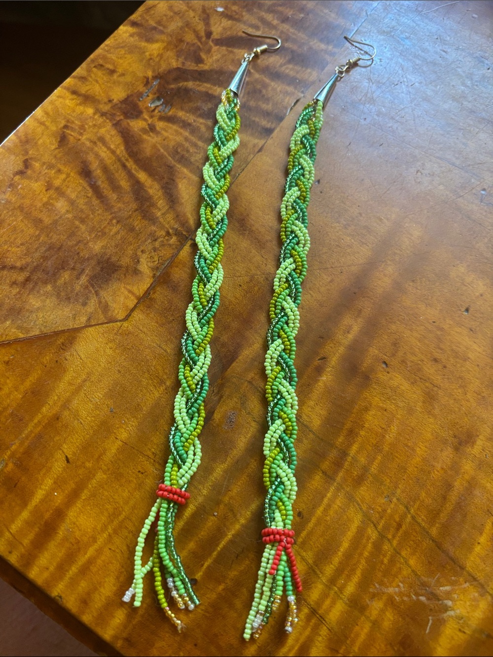 Handmade Braided Sweetgrass Seed Bead Earrings